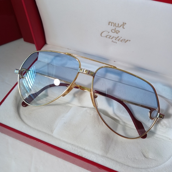 Mens Cartier Santos gold screws 59mm lens rare!!